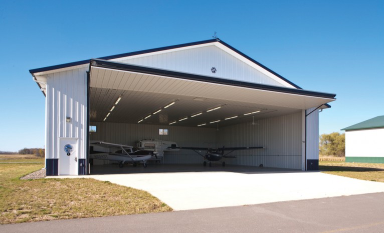 Aircraft Hangar with Bi-Fold Door